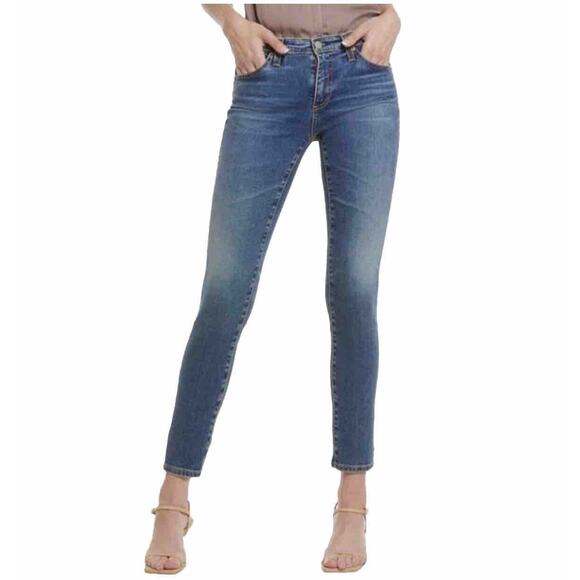 AG The Prima Ankle Raw Hem Cigarette Ankle Med Wash Blue Skinny Jean 27 Zip Fly - Picture 13 of 13